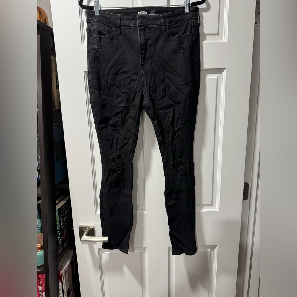 Old Navy Black High Rise Ripped Rockstar Super Skinny Jeans
